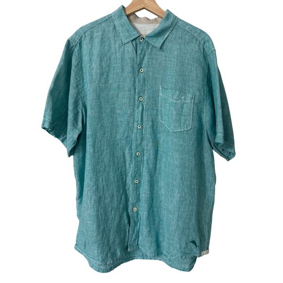 Tommy‎ Bahama Mens 100% Linen Short Sleeve Button Down Shirt Size Large - Picture 1 of 6